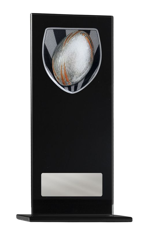Black Glass Rugby Glass Award 180mm