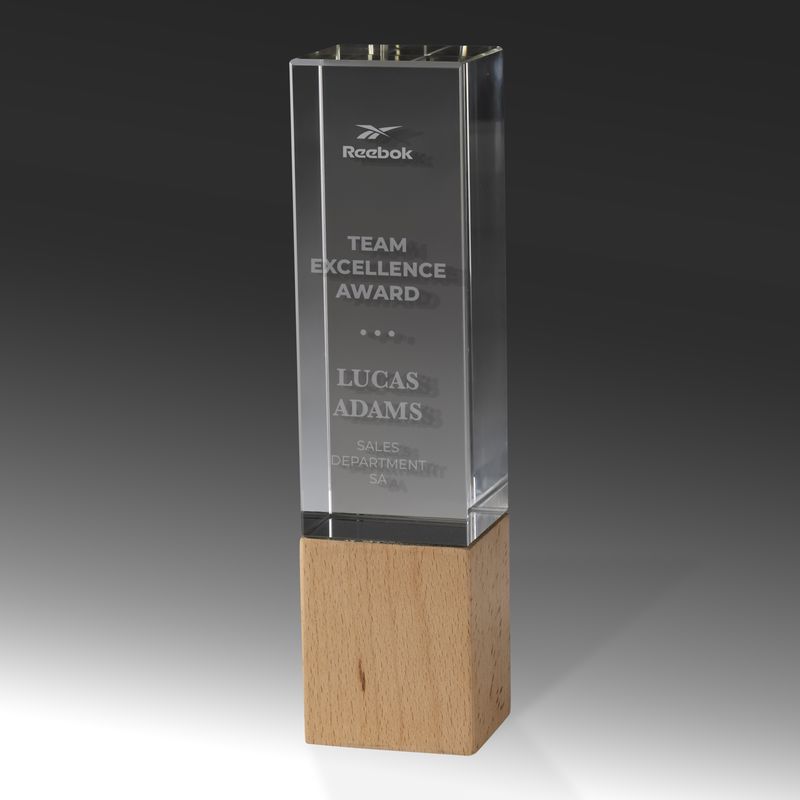 Crystal/Timber Rectangular Prism-Light Timber